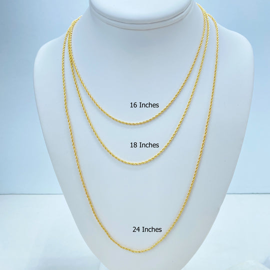 18k Gold Filled 2mm Rope Chain Necklace, Classic Twisted Chain, Wholesale Jewelry