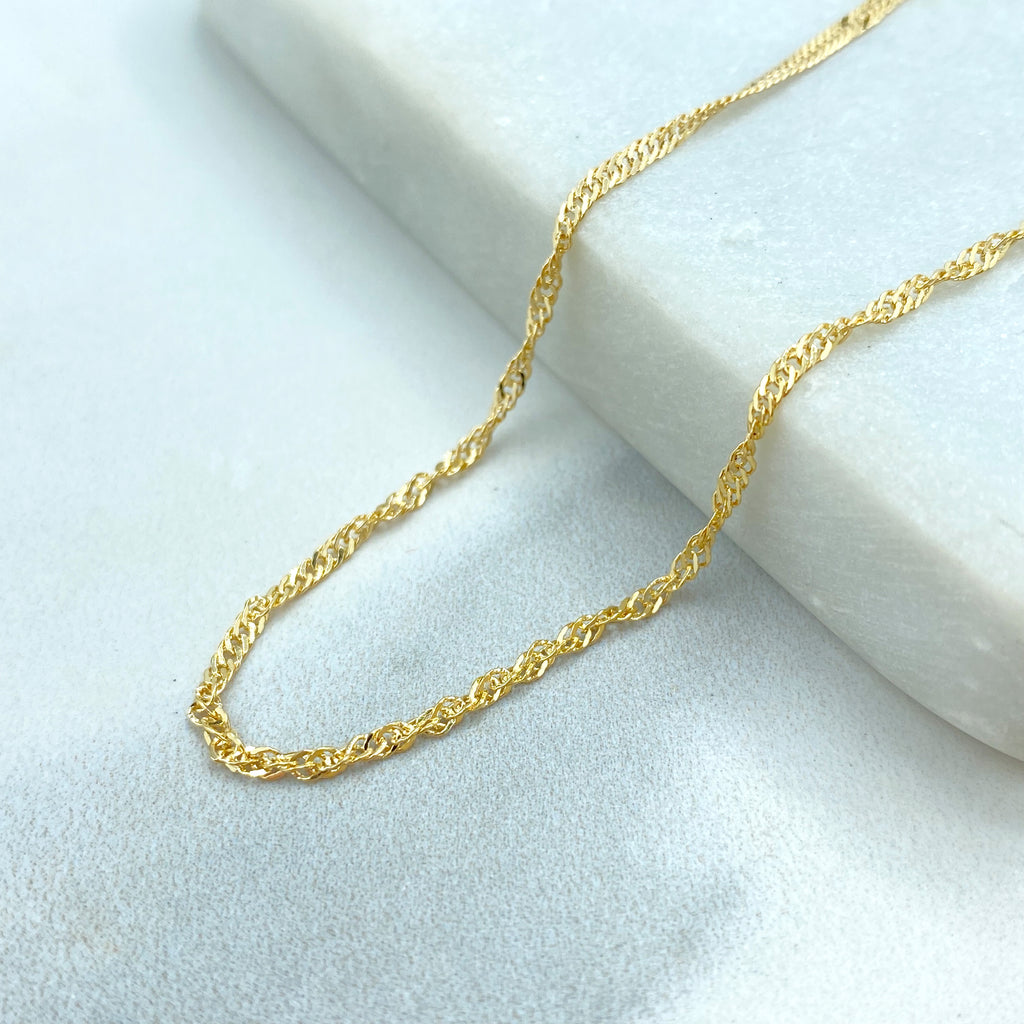 18k Gold Filled Singapore Chain, 18 Inches with Extender, Singapore Chain with 1mm Thickness, Singapore DIY Chain, Wholesale Jewelry