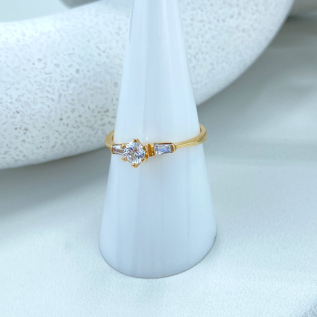 14k Solid Gold Solitaire Ring featuring Cubic Zirconia, 14k Solid Gold Wedding Engagement Solitaire Ring