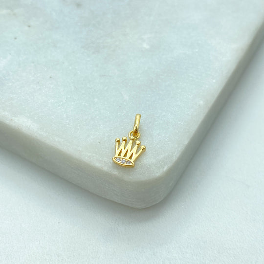 18k Gold Filled Crown Charm, Petite CZ Crown Pendant, Dainty Queen Jewelry, Royal Charm, Bulk Order