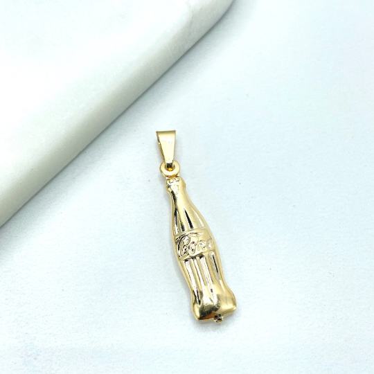 18k Gold Filled or Silver Filled Puffed 3D Coke Bottle Shape Drink Soda Charm, Coke Bottle Vintage Style Charms Pendant