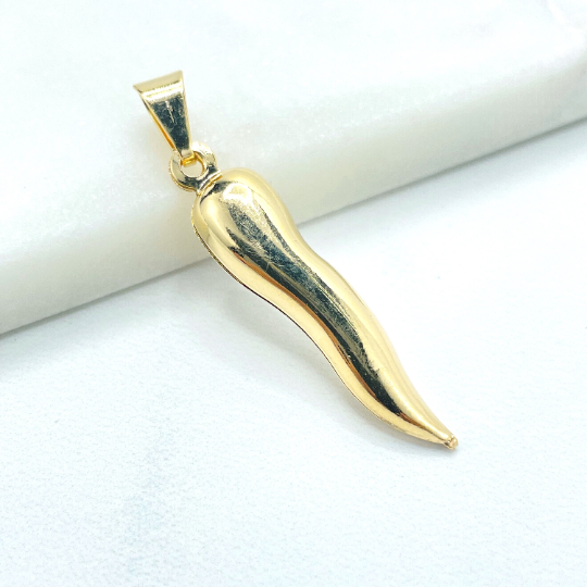 18k Gold Filled Puffed 3D Chili Charm, Pepper Charm Pendant