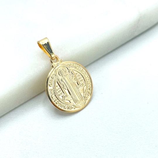 18k Gold Filled Saint Benedict Reversible Medal Pendant Charms