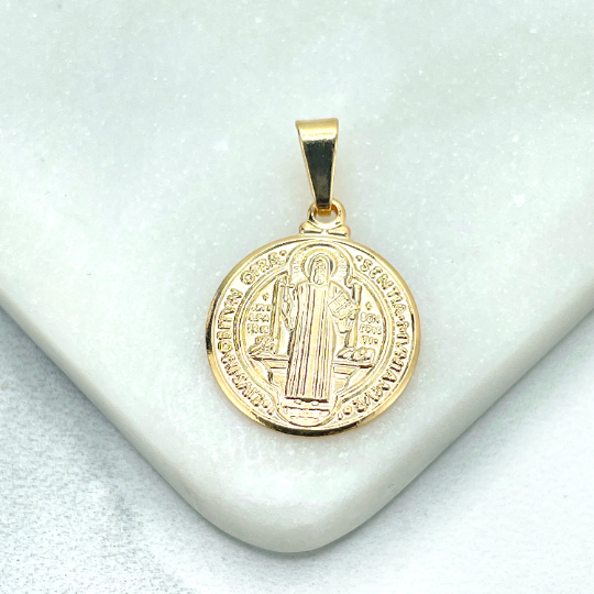 18k Gold Filled Saint Benedict Reversible Medal Pendant Charms