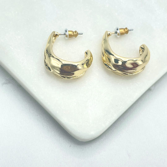 18k Gold Filled 20mm Irregular C-Hoops Earrings, Minimalist Modern Earrings