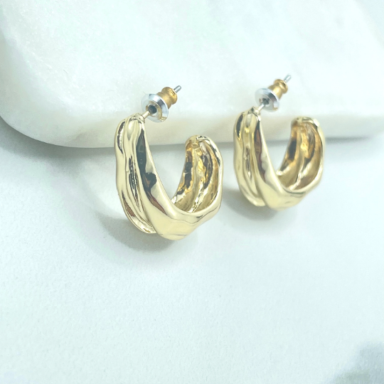 18k Gold Filled 20mm Irregular C-Hoops Earrings, Minimalist Modern Earrings