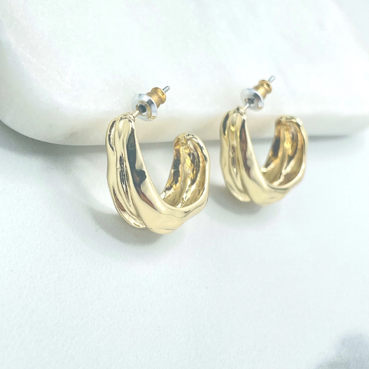 18k Gold Filled 20mm Irregular C-Hoops Earrings, Minimalist Modern Earrings