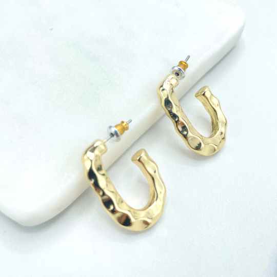 18k Gold Filled 26mm Irregular C-Hoops Earrings, Minimalist Modern Earrings