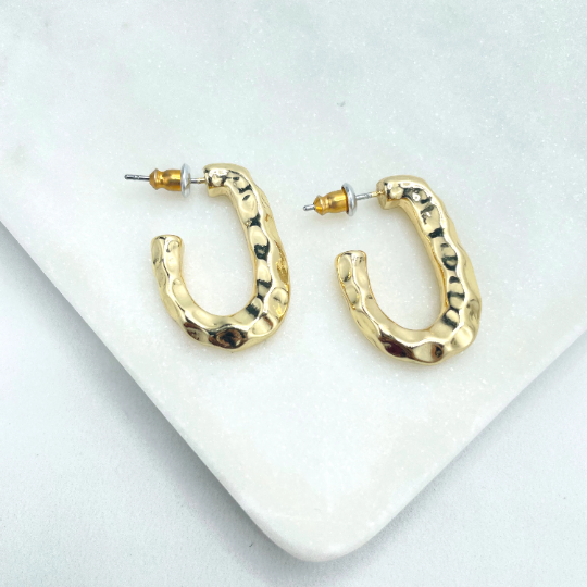 18k Gold Filled 26mm Irregular C-Hoops Earrings, Minimalist Modern Earrings