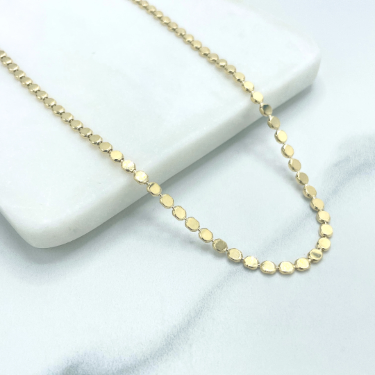 18k Gold Filled 3mm Specialty Dot Chain, Flat Round Shape Chain, with Petite Dangle Butterfly on Lobster Claw
