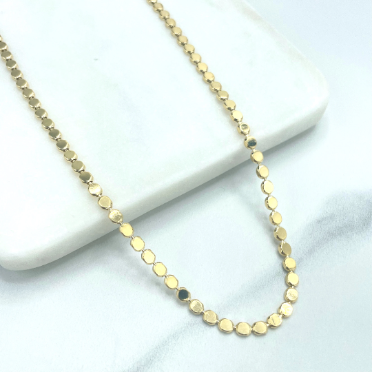 18k Gold Filled 3mm Specialty Dot Chain, Flat Round Shape Chain, with Petite Dangle Butterfly on Lobster Claw