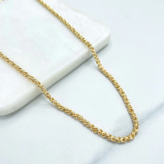 18k Gold Filled 3mm Rope Chain Style Classic Necklace
