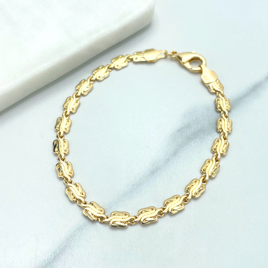 18k Gold Filled 5mm Specialty Chain, Turkish Rope Marquise Link Style Bracelet