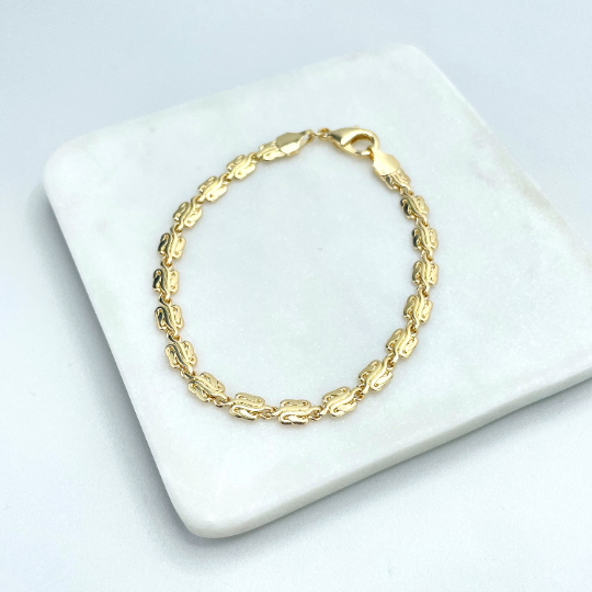 18k Gold Filled 5mm Specialty Chain, Turkish Rope Marquise Link Style Bracelet