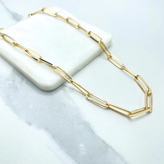 18k Gold Filled 8mm Paperclip Chain Necklace, 18 Inches Long