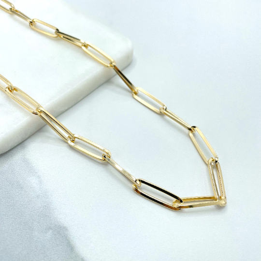 18k Gold Filled 8mm Paperclip Chain Necklace, 18 Inches Long
