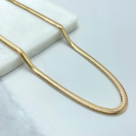 18k Gold Filled 5mm Snake Chain, Herringbone Chain Necklace 18 Inches with Extender