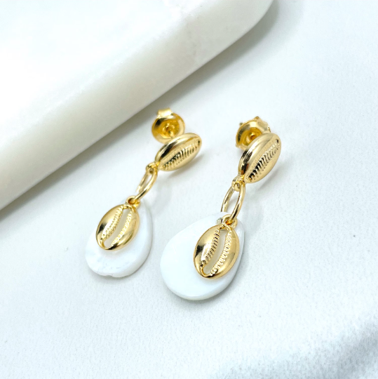 18k Gold Filled Gold Sea Shell Earrings, Summer Beach Earrings