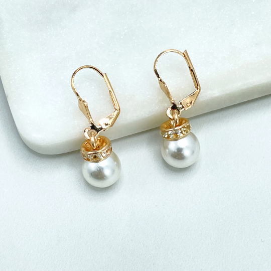 18k Gold Filled Pearl Drop Dangle Earrings Classic Earrings