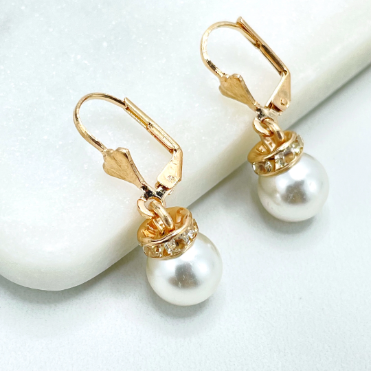 18k Gold Filled Pearl Drop Dangle Earrings Classic Earrings