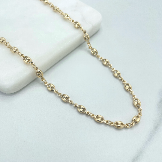 18k Gold Filled 5mm Mariner Anchor Chain, Chunky Link Mariner Chain Linked Necklace, Wholesale