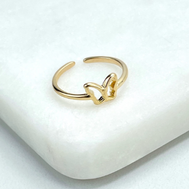 18k Gold Filled Cutout Petite Butterfly Adjustable Ring, Fancy Ring, Wholesale