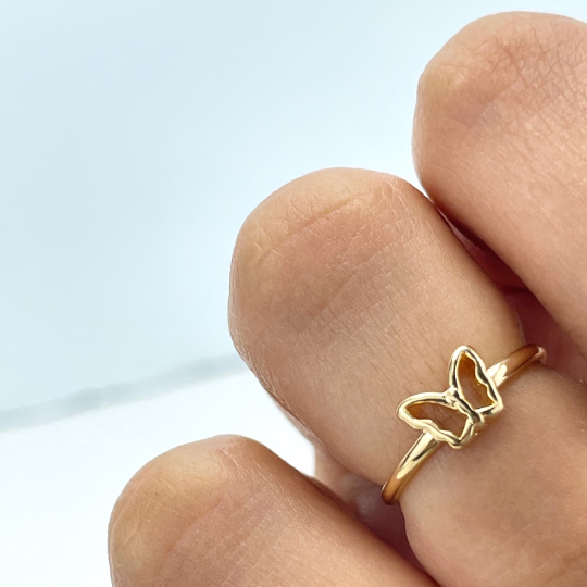 18k Gold Filled Cutout Petite Butterfly Adjustable Ring, Fancy Ring, Wholesale