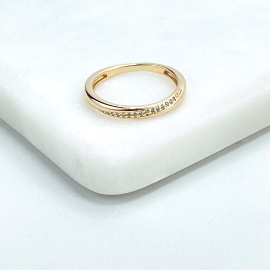 18k Gold Filled Micro Pave, Micro Cubic Zirconia Line Thin Ring, Fine Band Ring, Wholesale