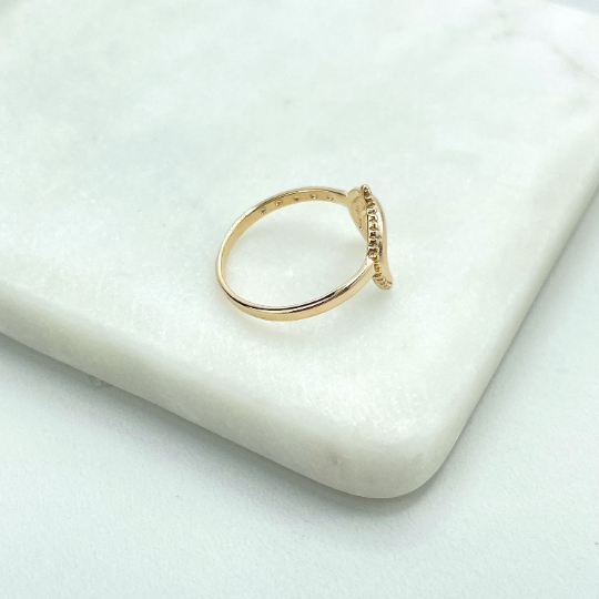 8k Gold Filled Bali Style Crescent Moon Ring, Wholesale