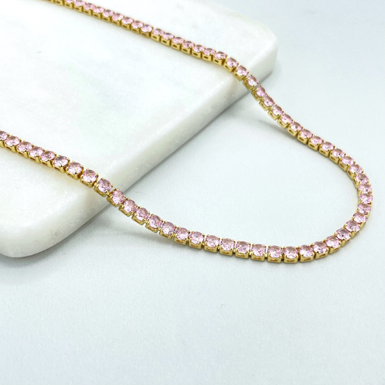 18k Gold Filled CZ Tennis Chain Necklace, Wholesale | luxususa.net