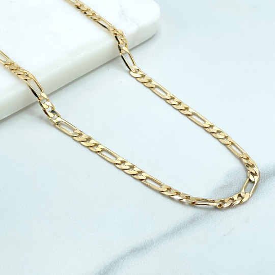 18k Gold Filled 3mm, 4mm or 5mm Polished Figaro Link Chain, Classic Jewelry, Wholesale