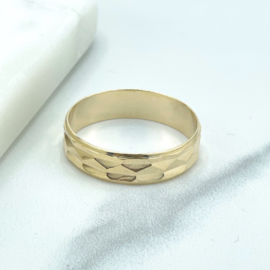 18k Gold Filled Thick Hammered Ring, Snakeskin Band Ring, Texturized Band Ring, Wholesale