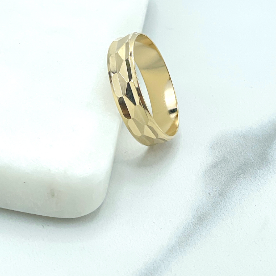 18k Gold Filled Thick Hammered Ring, Snakeskin Band Ring, Texturized Band Ring, Wholesale