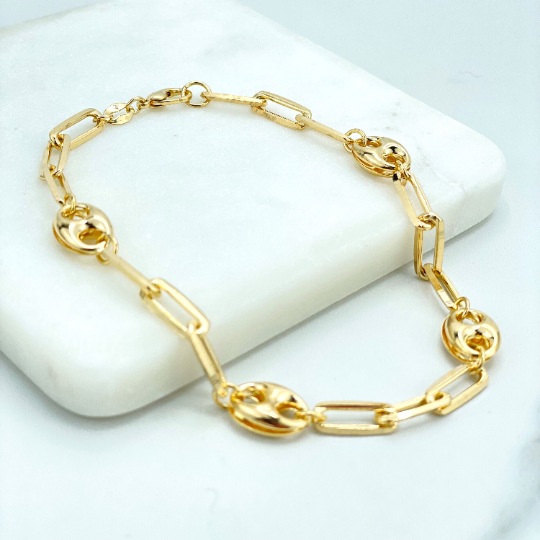 18k Gold Filled 5mm Paperclip Chain & 9mm Mariner Anchor Chain, Chunky Link Mariner Chain Anklet, Wholesale