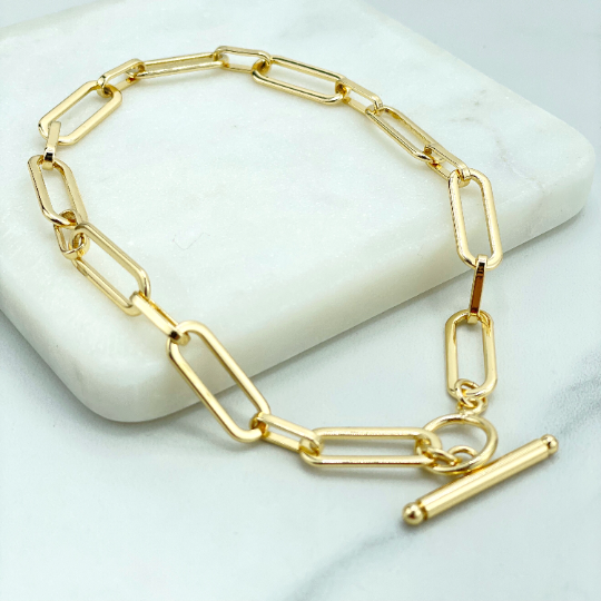 18k Gold Filled 8mm Paperclip Link Chain with Toggle Clasp Anklet, Classic Anklet, Wholesale