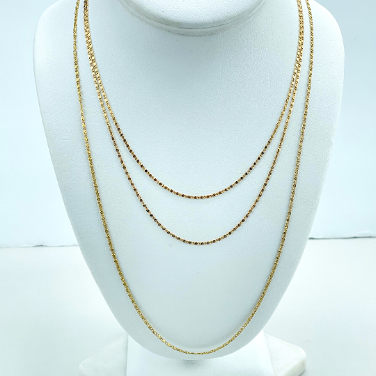 18k Gold Filled 1mm Turkish Rope Marquise Link Style Chain, Mariner Link Style, 16", 18" or 24" Inches Long, Wholesale Jewelry Supplies