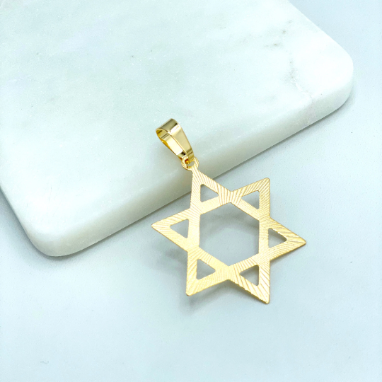 18k Gold Filled Cutout Star of David, Texturized Star Charm Pendant, Religious Jewish Symbol