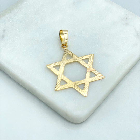 18k Gold Filled Cutout Star of David, Texturized Star Charm Pendant, Religious Jewish Symbol, Wholesale