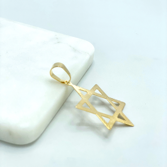 18k Gold Filled Cutout Star of David, Texturized Star Charm Pendant, Religious Jewish Symbol, Wholesale