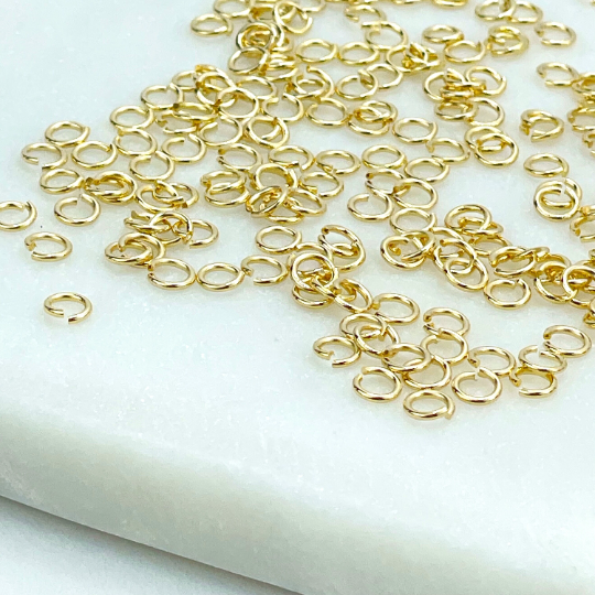 18k Gold Filled 4mm Open Jumping Ring, Round Ring Connectors, Split Ring, Jump Ring, 5, 12 or 25 Pieces, Wholesale