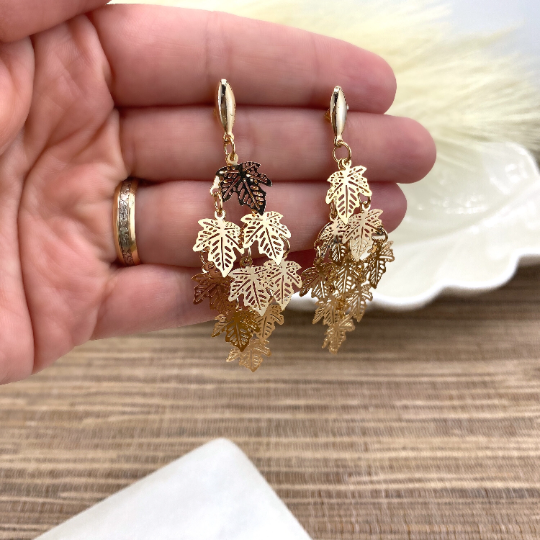 18k Gold Filled Three Tones Leafs Set