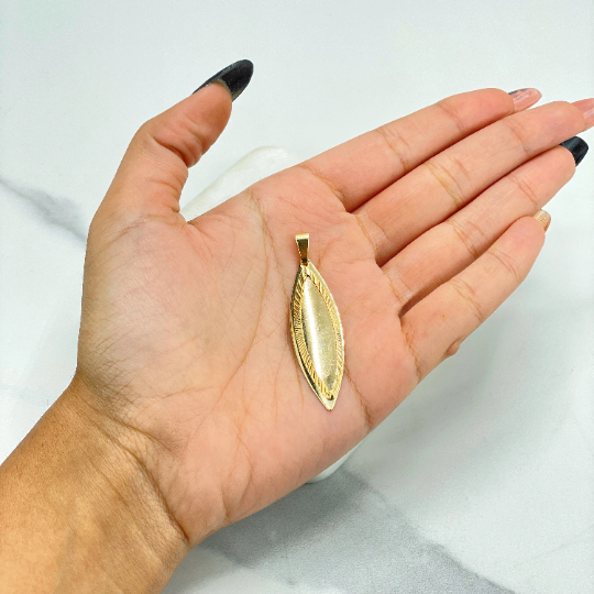18k Gold Filled Leaf Shape Design Two Layers Dangle Pendant Charm