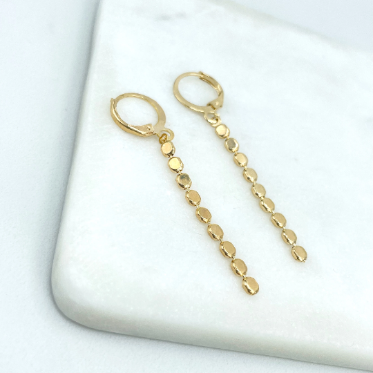 18k Gold Filled Huggie Earrings with Drop & Dangle Specialty Dot Chain