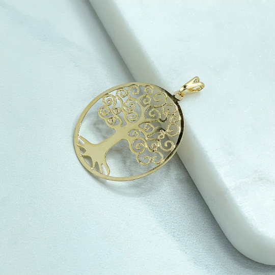 18k Gold Filled Cutout Tree of Life Medal Medallion Pendant