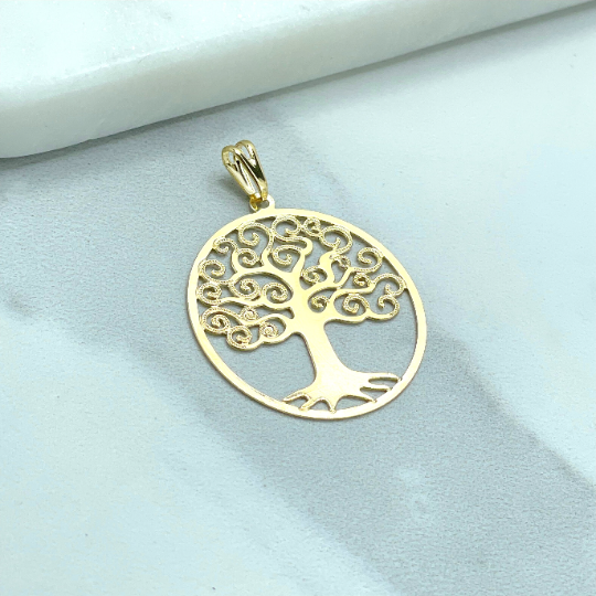 18k Gold Filled Cutout Tree of Life Medal Medallion Pendant