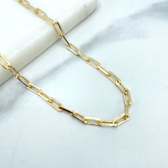 18k Gold Filled 3mm Paperclip Chain or Bracelet