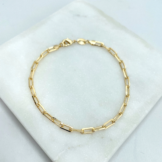 18k Gold Filled 3mm Paperclip Chain or Bracelet