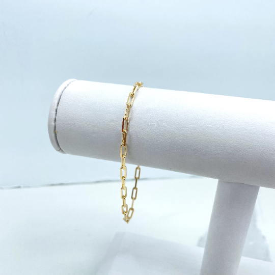 18k Gold Filled 3mm Paperclip Chain or Bracelet