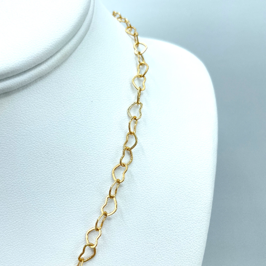 18k Gold Filled 2mm Linked Hearts Chain Necklace or Bracelet