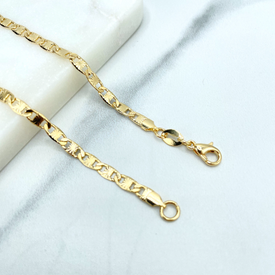 18k Gold Filled 4mm Thin Flat Mariner Link Chain 18.5 Inches Long Necklace